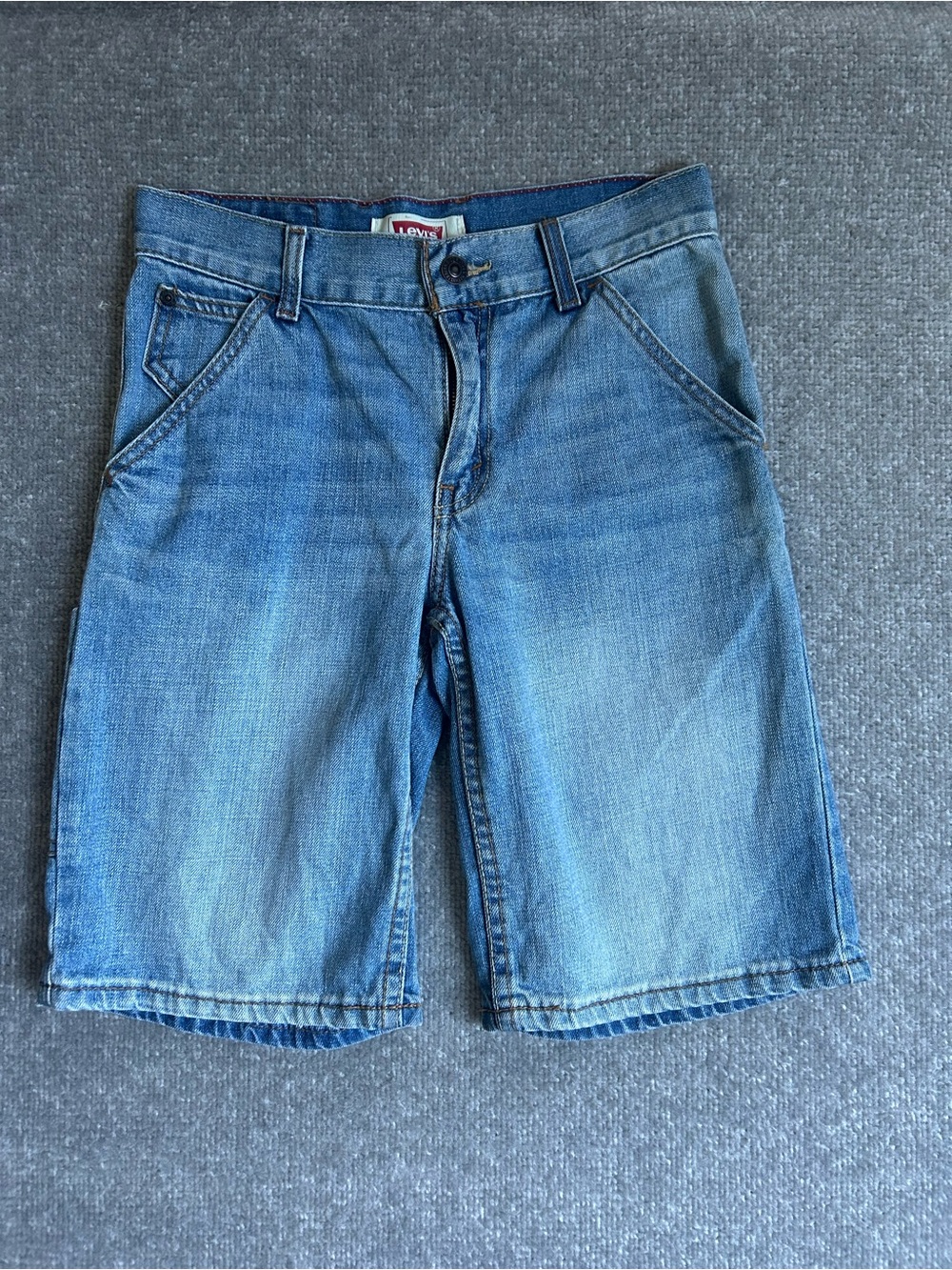 Levi’s Kids Size 12 Regular Carpenter Denim Shorts, In Light Blue Wash